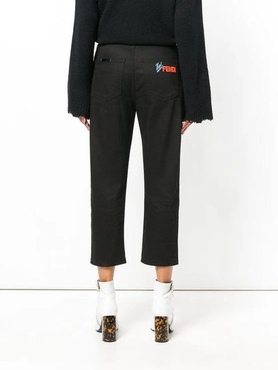 Shop Fendi Karlito Straight Cropped Jeans In Black