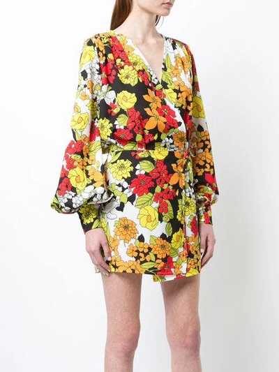 Shop Attico Floral Print Short Dress - Multicolour