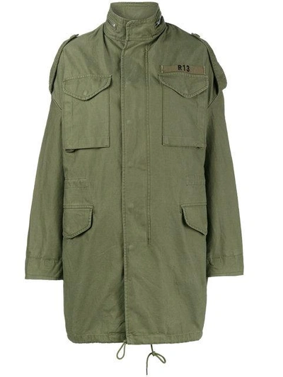 Shop R13 Olive Green Oversized M65 Parka Coat