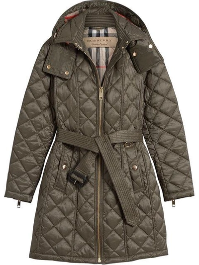 Shop Burberry Quilted Showerproof Parka - Grey