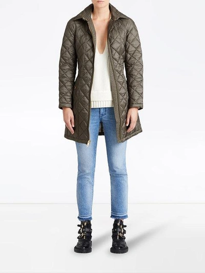 Shop Burberry Quilted Showerproof Parka - Grey