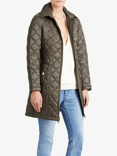 Shop Burberry Quilted Showerproof Parka - Grey