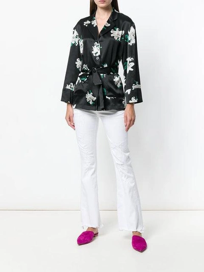 Shop Dondup Floral Satin Wrap Top