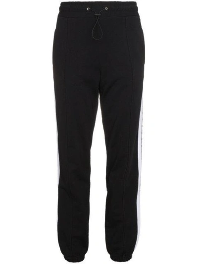 Shop Msgm Brand Stripe Track Trousers In Black