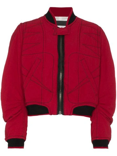 Shop Haider Ackermann Quilted Cotton Bomber Jacket In Red