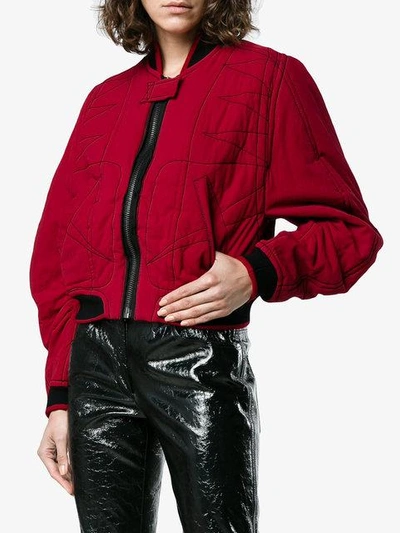 Haider Ackermann Quilted Cotton Bomber Jacket In Red | ModeSens