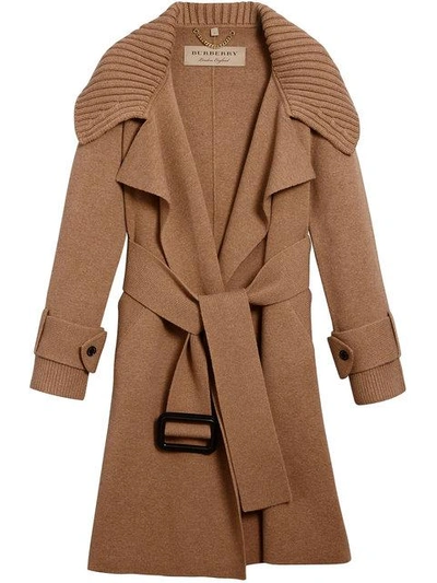 Burberry Knitted Wool Cashmere Wrap Coat | ModeSens