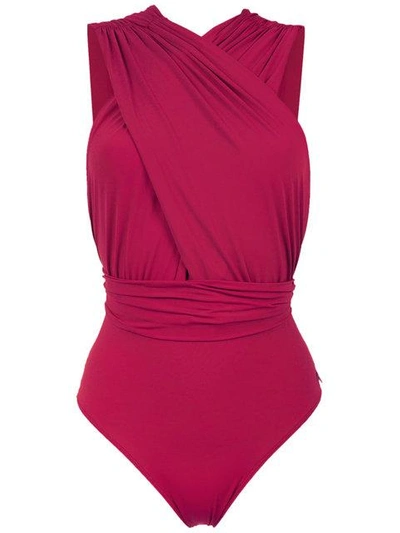 Shop Brigitte Ruched Talita Swimsuit In Red