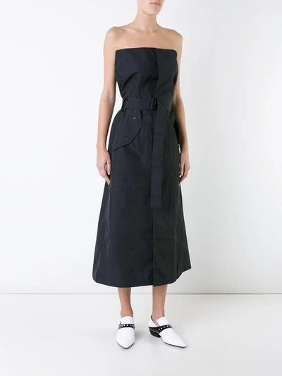 Shop Yang Li Strapless Buttoned Dress - Black