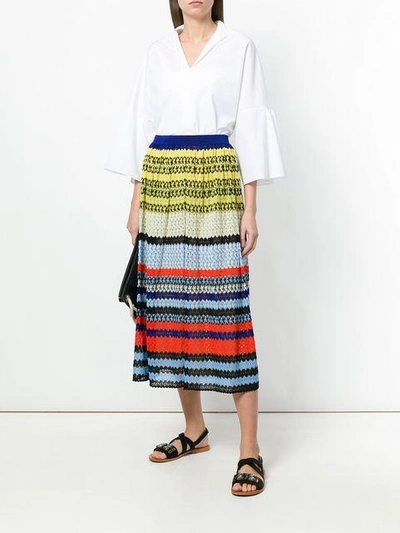Shop Missoni Striped Crochet-knit Skirt In Multicolour