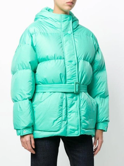 Shop Ienki Ienki Belted Oversize Puffer Jacket In Green