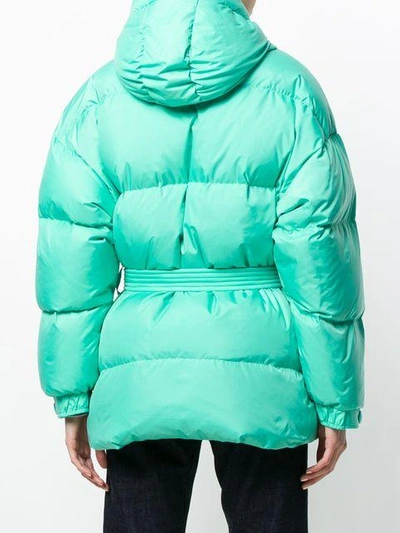 Shop Ienki Ienki Belted Oversize Puffer Jacket In Green