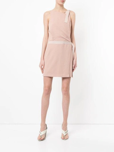 Shop Dion Lee Whitewash Utility Mini Dress In Muted Pink