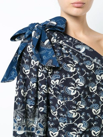 Shop Ulla Johnson Floral Print One Shoulder Blouse - Blue