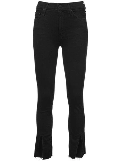 Shop Mother Front Slit Jeans In Black