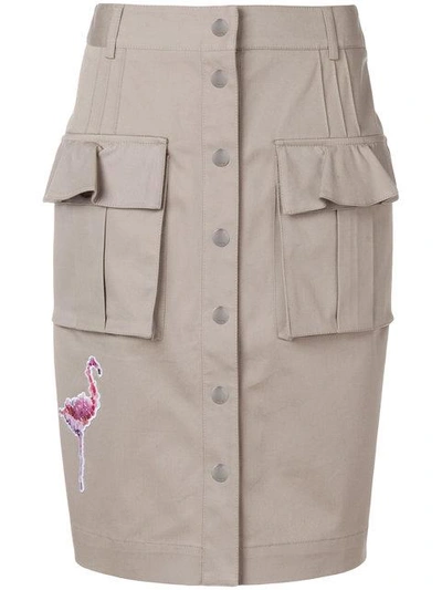 Shop Karl Lagerfeld Patch-appliqué Button Front Skirt