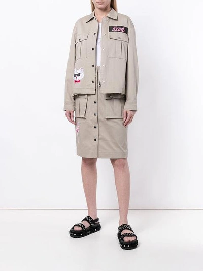 Shop Karl Lagerfeld Patch-appliqué Button Front Skirt