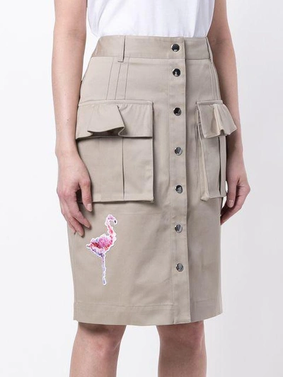 patch-appliqué button front skirt
