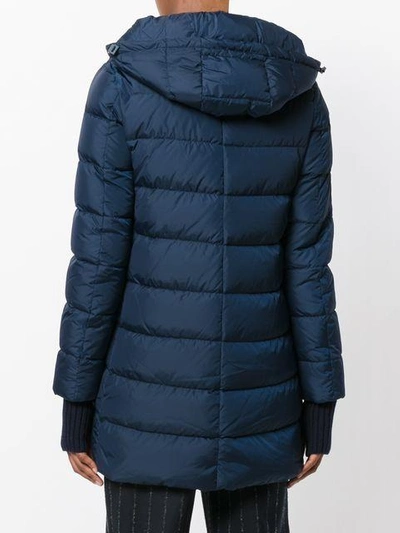 Shop Herno Knitted Cuffs Hooded Jacket - Blue