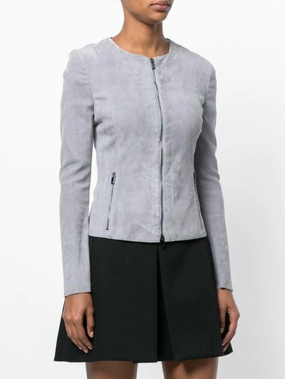 Shop Drome Zipped Fitted Jacket In Blue