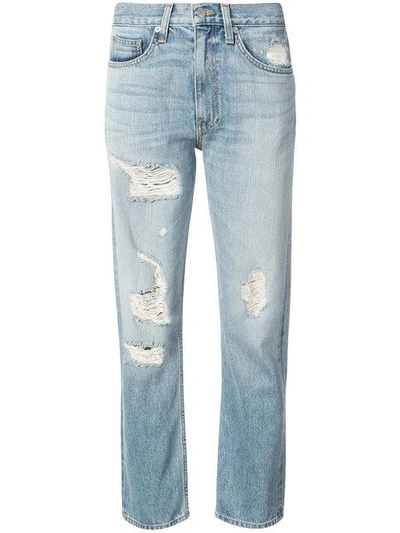 Shop Brock Collection Distressed Straight-leg Jeans - Blue