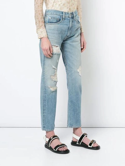 Shop Brock Collection Distressed Straight-leg Jeans - Blue