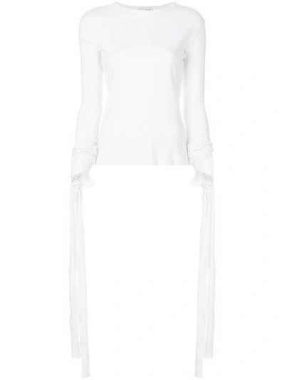 Shop Jw Anderson Tie Cuffed Top In White