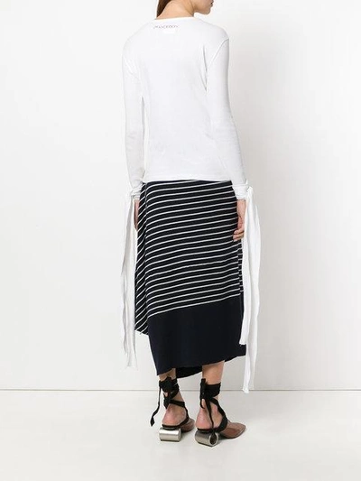 Shop Jw Anderson Tie Cuffed Top In White