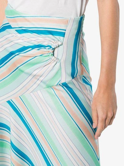 Shop Peter Pilotto Striped Asymmetric Jersey Skirt In Green