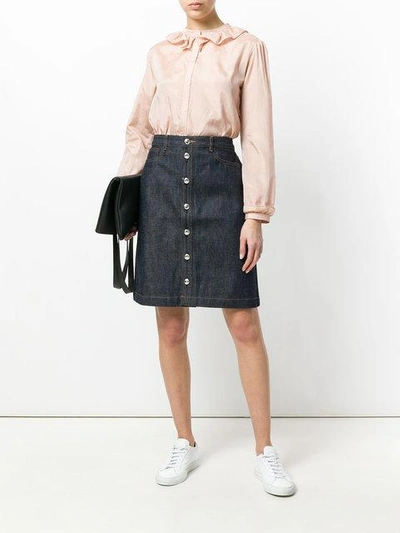 Shop A.p.c. Buttoned Denim Skirt In Blue