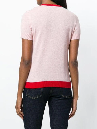 Shop Moncler Cashmere Contrast Trim Knitted Top In Pink