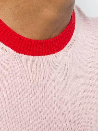 Shop Moncler Cashmere Contrast Trim Knitted Top In Pink