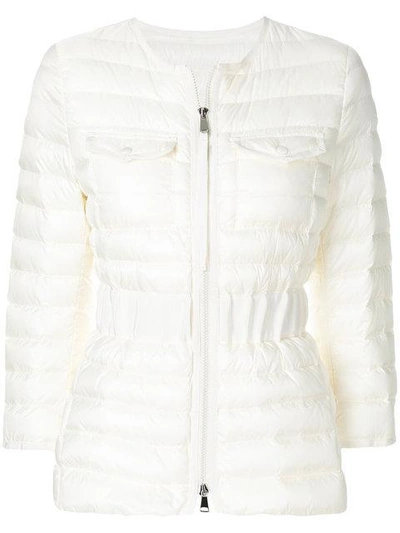 Shop Moncler Fitted Padded Jacket - White