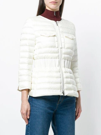 Shop Moncler Fitted Padded Jacket - White