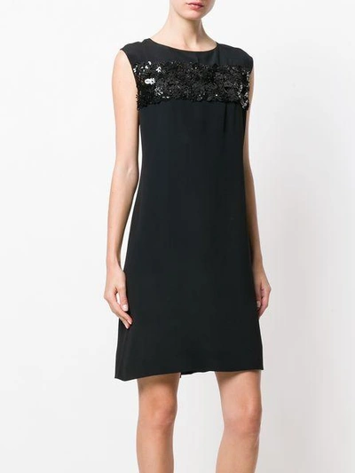 Shop Marni Floral Sequinned Shift Dress - Black