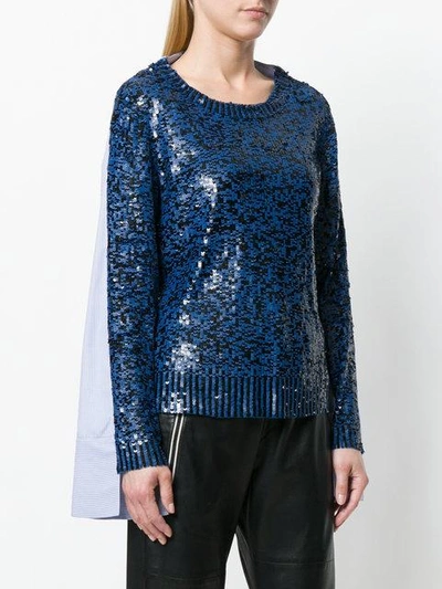 Shop Aviu Sequinned Tulle And Poplin Pullover