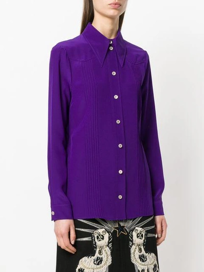 Shop Gucci Pointed Collar Shirt - Pink & Purple