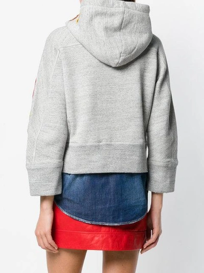 Shop Dsquared2 Patchwork Hooded Sweatshirt In Grey