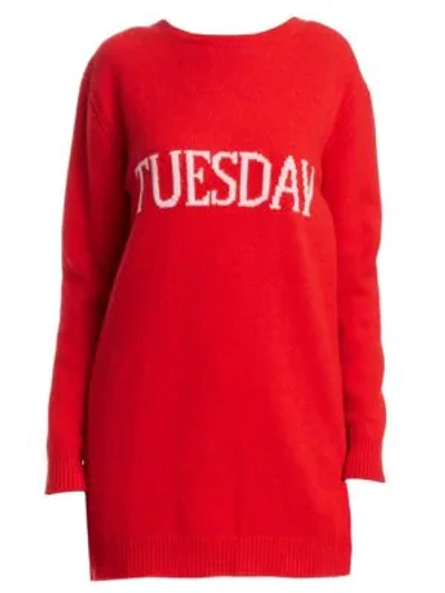 Shop Alberta Ferretti Rainbow Week Capsule Days Of The Week Tuesday Tunic In Red