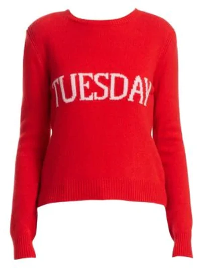 Shop Alberta Ferretti Rainbow Week Capsule Days Of The Week Tuesday Sweater In Red