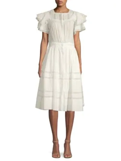 Shop Loveshackfancy Callie Midi Dress In Antique White