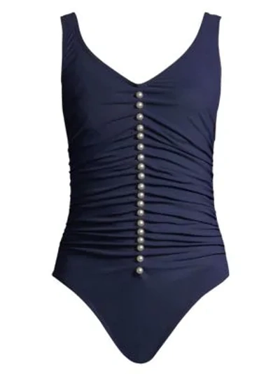 Shop Karla Colletto Swim Amma One-piece Swimsuit In Navy