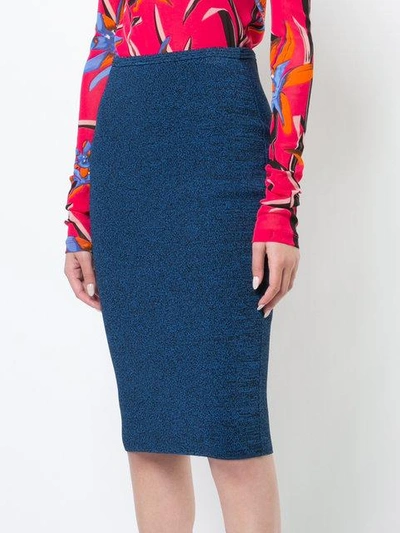 Shop Diane Von Furstenberg Dvf  Sweater Melange Pencil Skirt - Blue