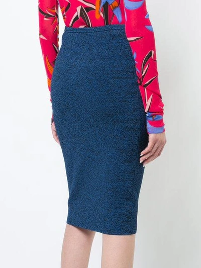 Shop Diane Von Furstenberg Dvf  Sweater Melange Pencil Skirt - Blue