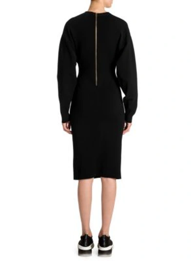 Shop Stella Mccartney Compact Knit Long Sleeve Sweater Dress In Black