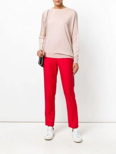 Shop Stella Mccartney Draped Asymmetric Sweater - Pink In Pink & Purple