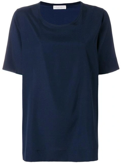 Shop Le Tricot Perugia Short-sleeve Blouse In Blue