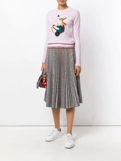 Coach Duck Intarsia Cashmere Knit Sweater In Pink | ModeSens