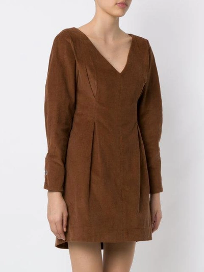 Shop Lilly Sarti Pleat Details Dress - Brown