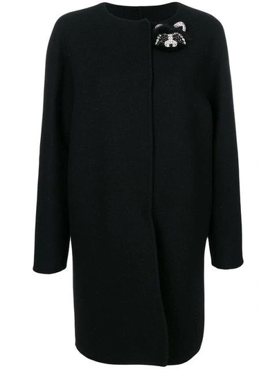 Shop Ermanno Scervino Jewelled Bear Coat In Black